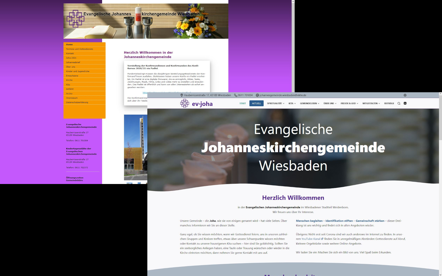 Relaunch der Website der Evangelischen Johanneskirchengemeinde Wiesbaden mit mehr Infos, modern und optimiert für alle Medien