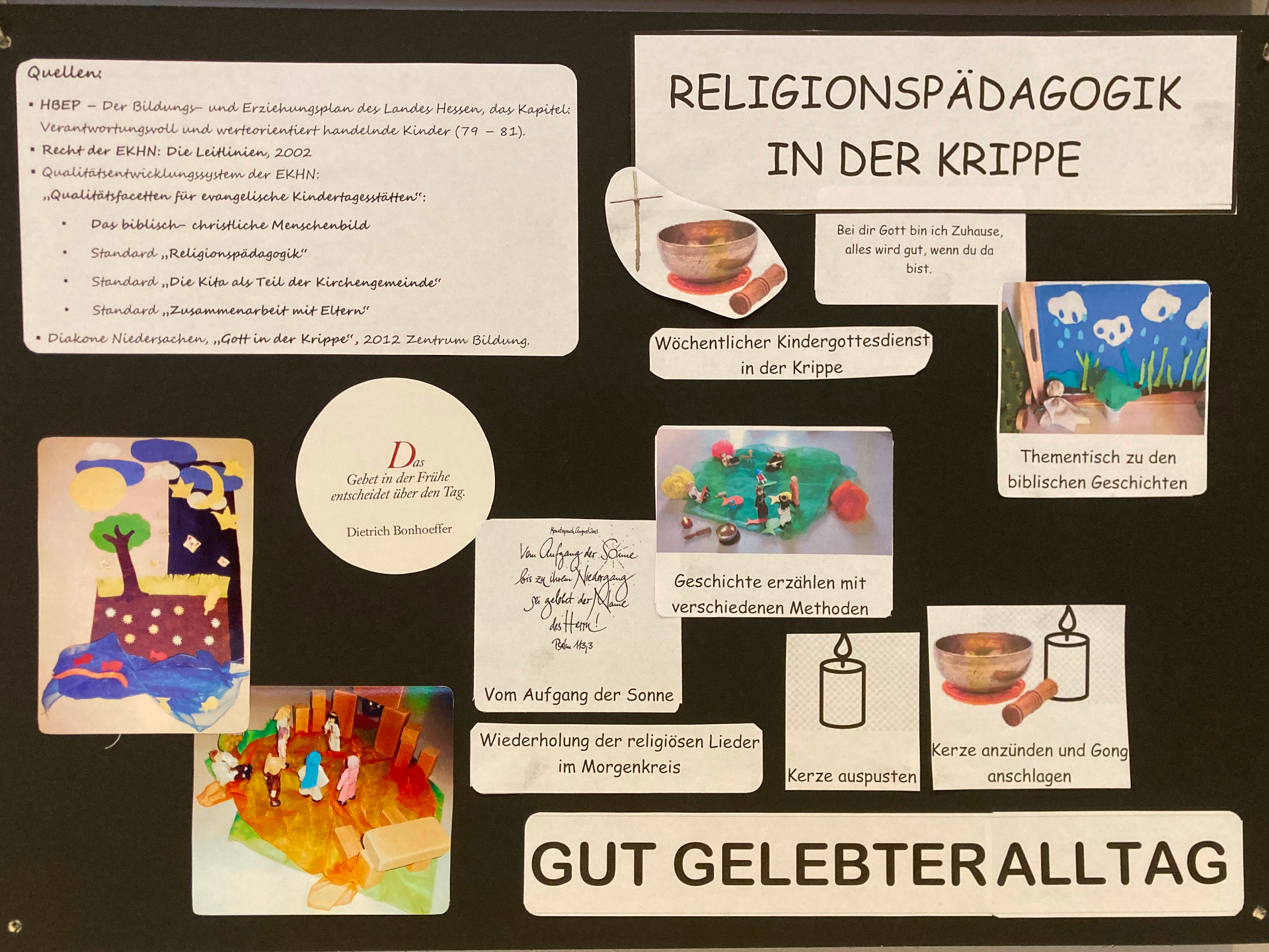 Collage zur Religionspaedagogik in der Krippe (Projekt „Gott ist die größte Frage“)